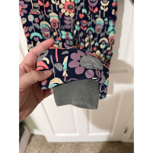 Hanna Andersson Baby Snowsuit Bunting Floral Print Hooded One Piece Size 80 - Picture 4 of 7